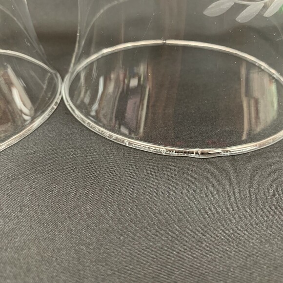 Elements Candle Holders Clear Glass Etched Leaves 5 7/8" High - Picture 8 of 9